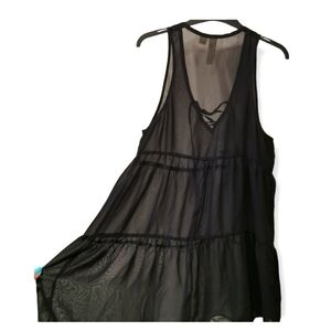 BLACK dress swim coverup see through